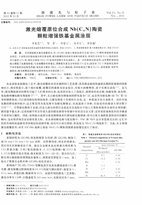 激光熔覆原位合成Nb(C,N)陶瓷颗粒增强铁基金属涂层