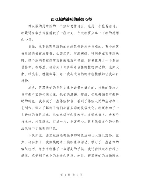 西双版纳游玩的感想心得