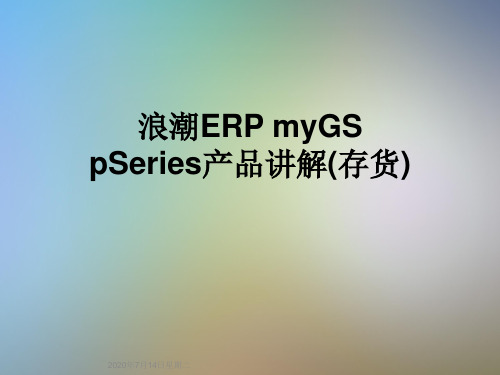 浪潮ERP myGS pSeries产品讲解(存货)