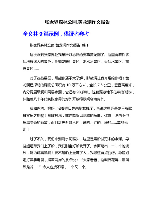 张家界森林公园,黄龙洞作文报告