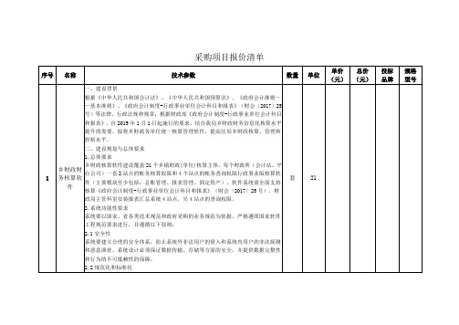 采购项目报价清单