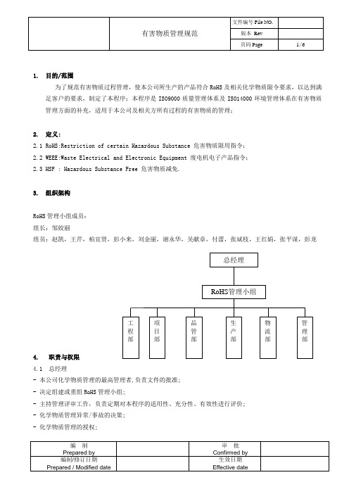 有害物质管理规范