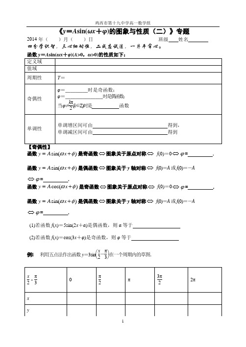 《y=Asin(ωx+φ)的图象求解析式》专题