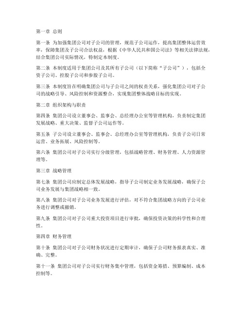 集团对子公司管理制度