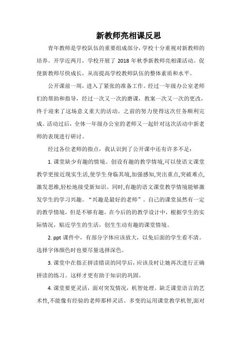 新教师亮相课反思