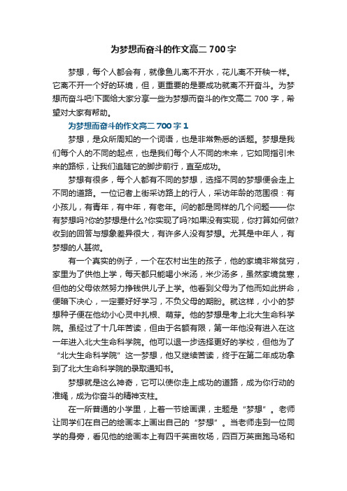 为梦想而奋斗的作文高二700字5篇