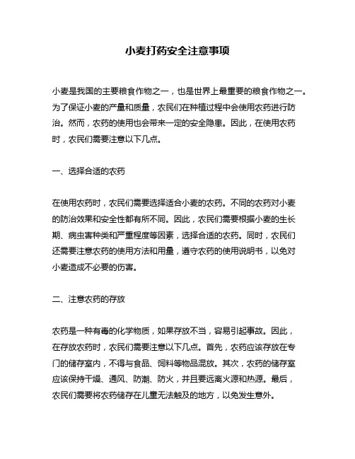 小麦打药安全注意事项