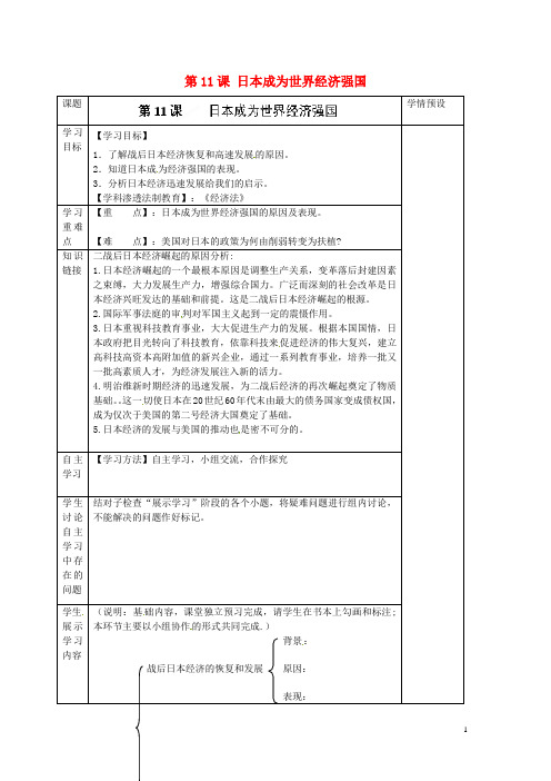 贵州省六盘水市第十三中学九年级历史下册 第11课 日本