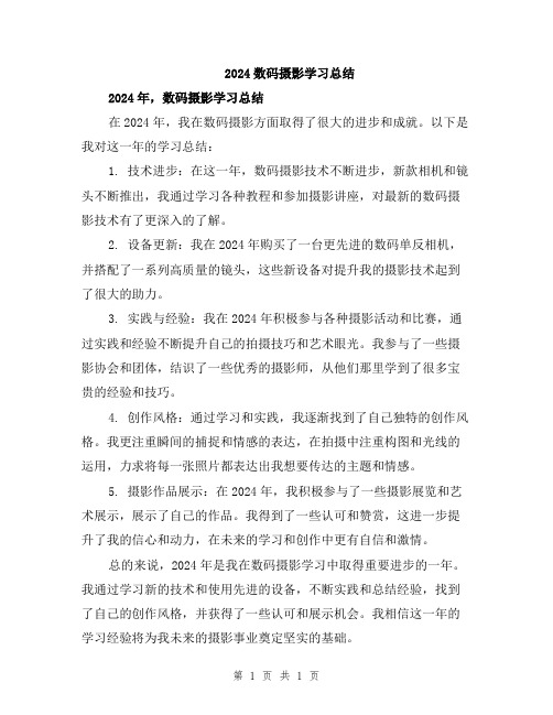 2024数码摄影学习总结