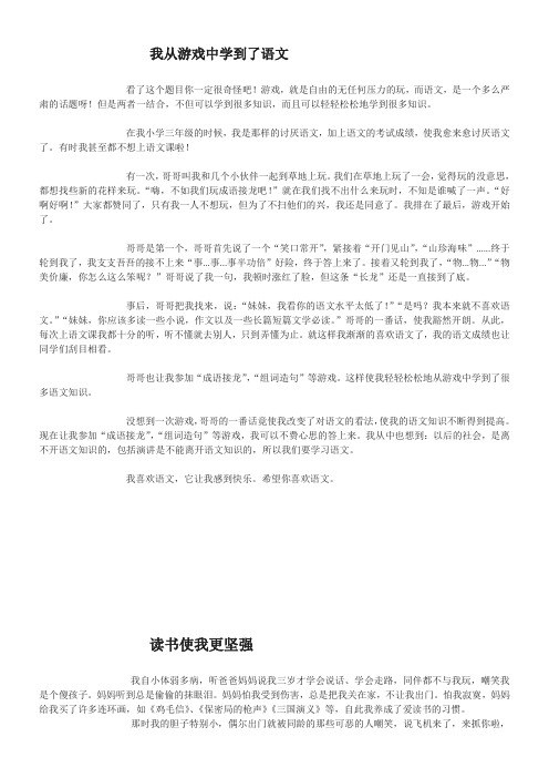 我从游戏中学会了语文