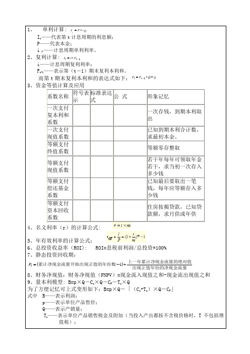 《建设工程经济》计算公式汇总p