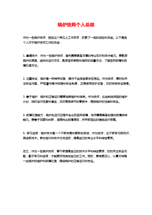 锅炉技师个人总结