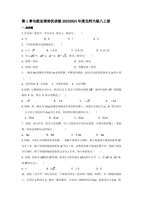 第1章勾股定理培优训练北师大版数学八年级上册