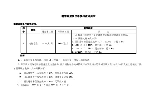 销售总监考核与激励要求