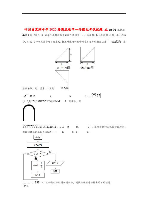 四川省棠湖中学2020届高三数学一诊模拟考试试题文