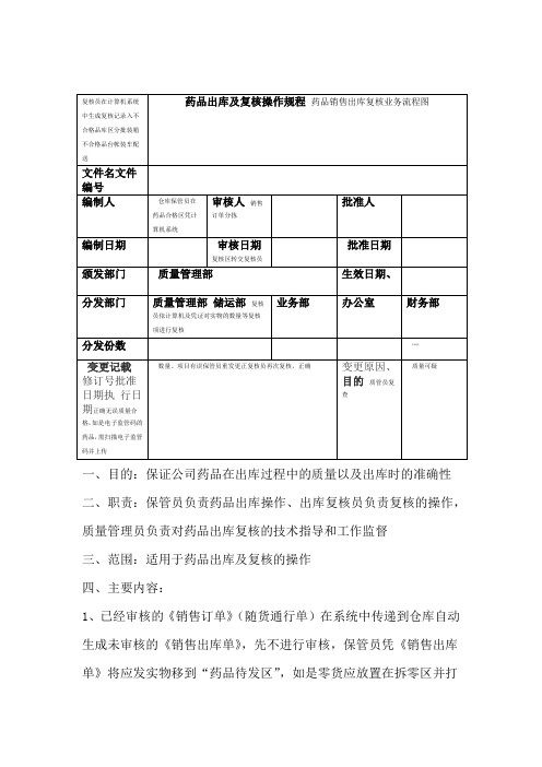 药品出库及复核操作规程