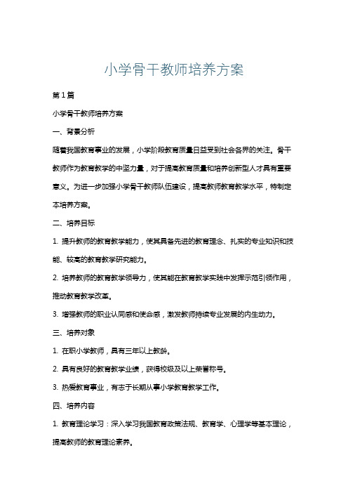 小学骨干教师培养方案