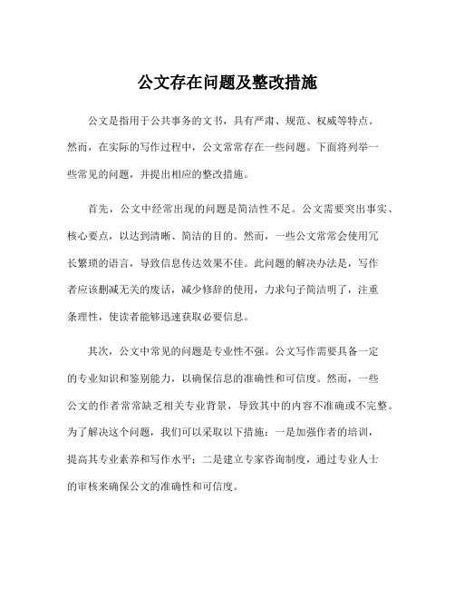 公文存在问题及整改措施