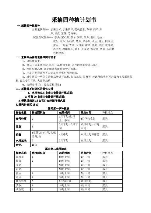 采摘园种植计划书