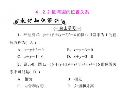 人教A版 必修二 第四章 4.2 4.2.2 圆与圆的位置关系 配套课件