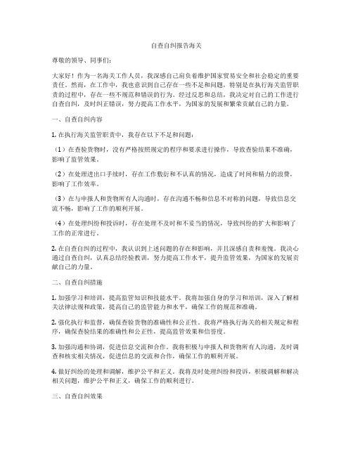 自查自纠报告海关