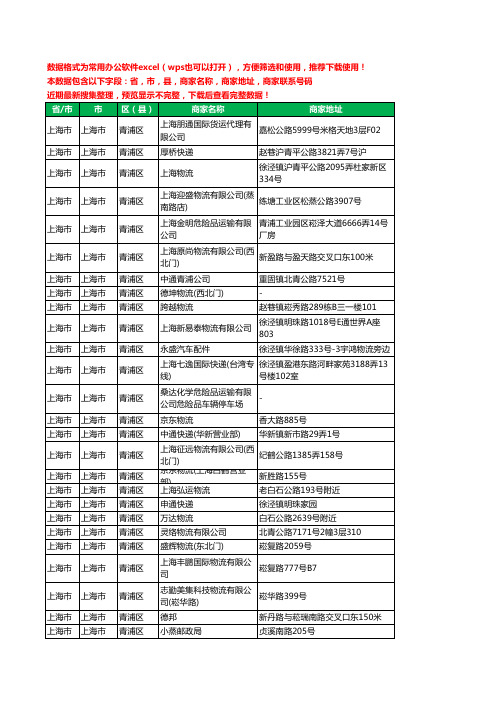 2020新版上海市上海市青浦区运输工商企业公司商家名录名单黄页联系电话号码地址大全899家