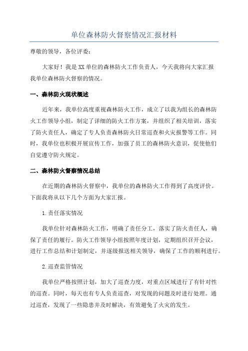 单位森林防火督察情况汇报材料