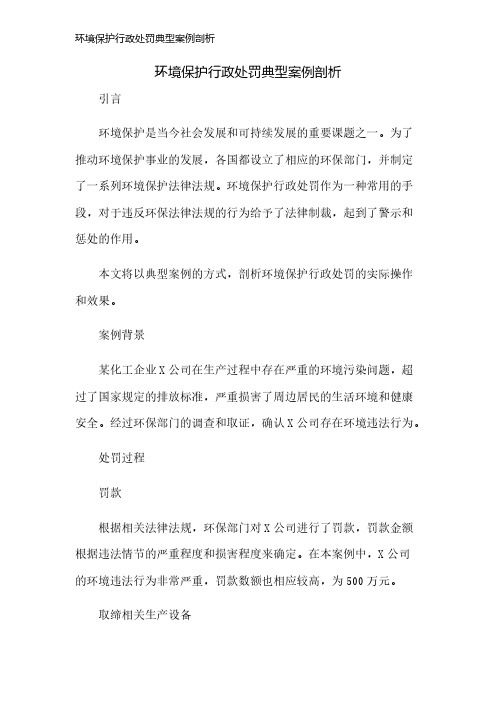 环境保护行政处罚典型案例剖析