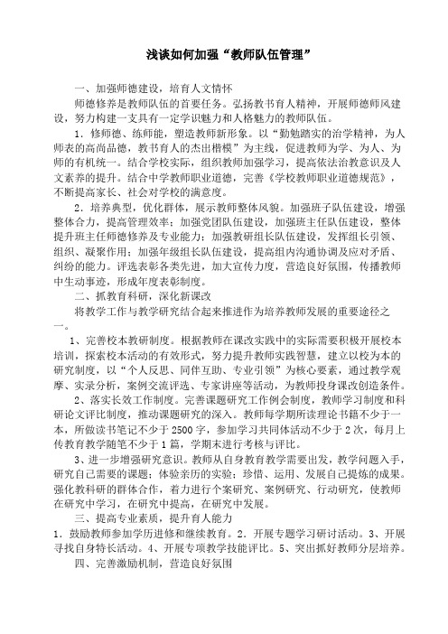 教师队伍建设建议