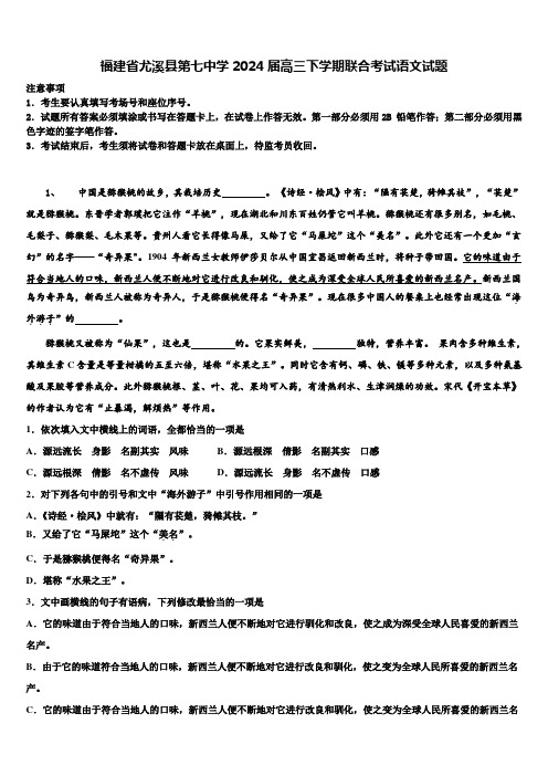 福建省尤溪县第七中学2024届高三下学期联合考试语文试题含解析