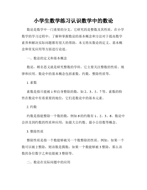 小学生数学练习认识数学中的数论