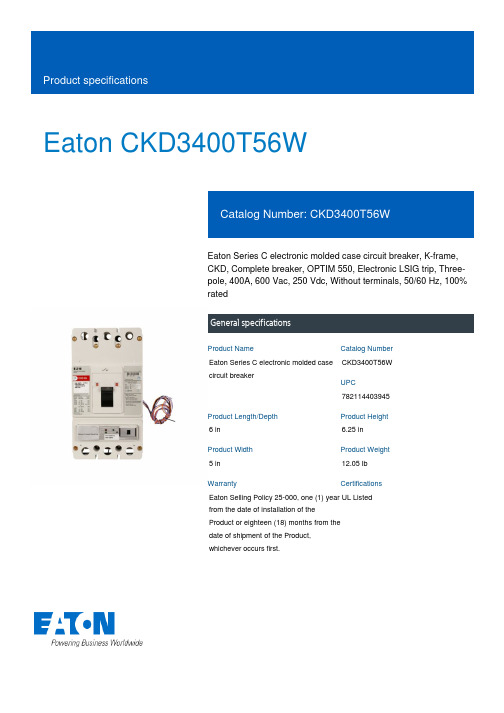 Eaton CKD3400T56W电子模具型电路保护器说明说明书