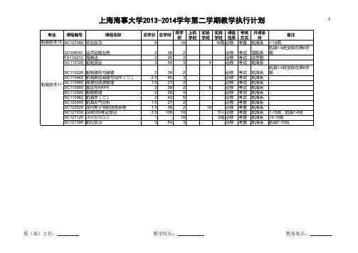 上海海事大学 执行计划 定稿