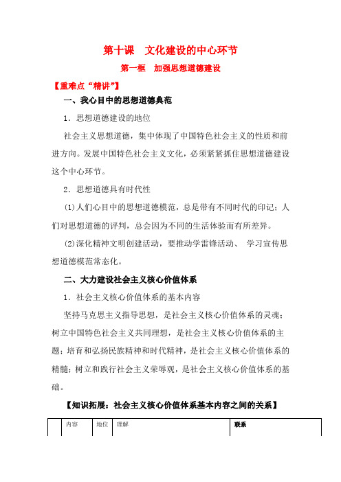 高中政治 专题10.1 加强思想道德建设(讲)(提升版)(含解析).