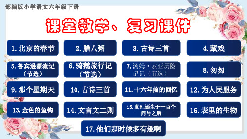 部编版六年级语文下册全册课堂教学、复习课件(课文要点)