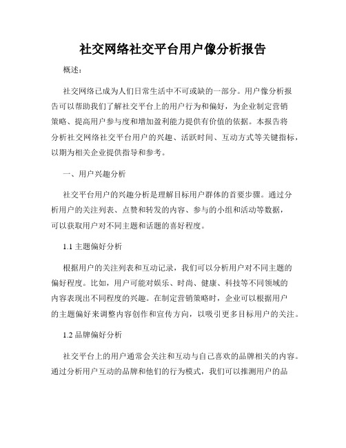 社交网络社交平台用户像分析报告