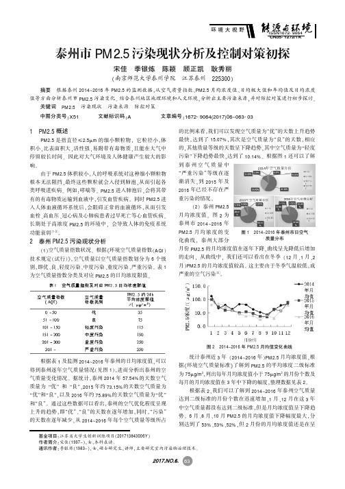 泰州市PM2.5污染现状分析及控制对策初探