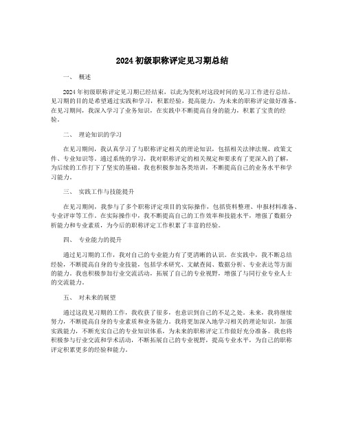 2024初级职称评定见习期总结