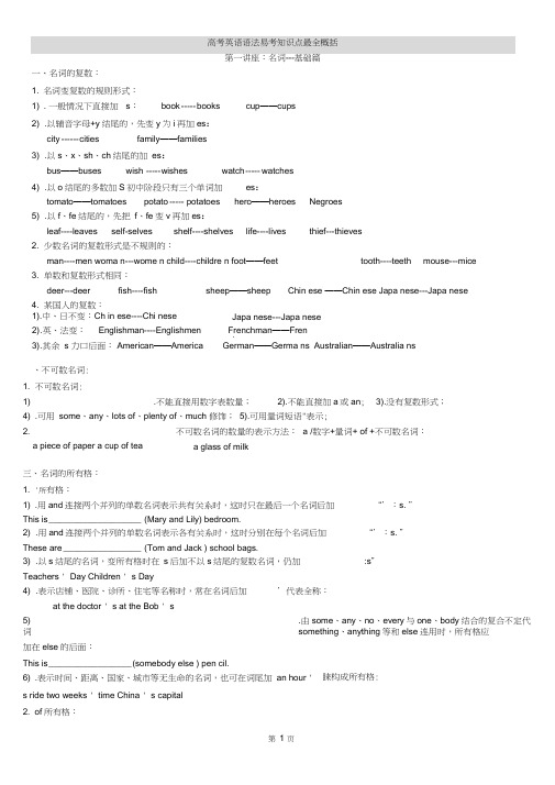 2018年高考英语语法知识最全概括