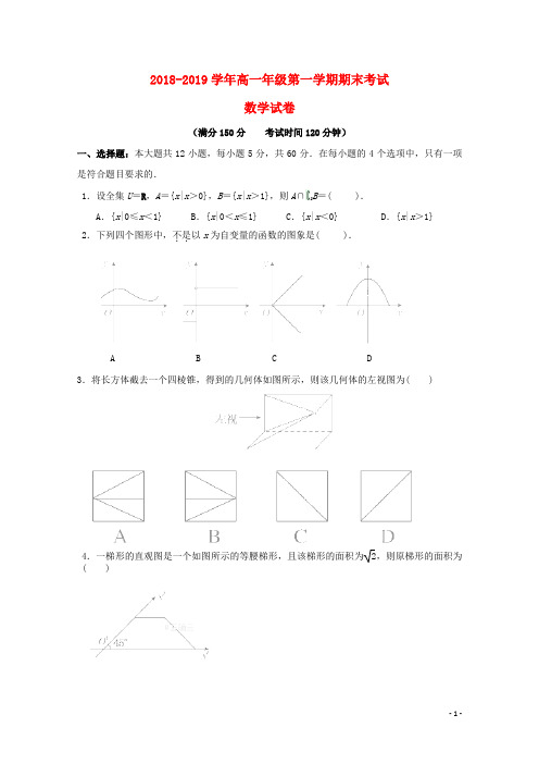 西藏拉萨中学_学年高一数学上学期期末考试试题