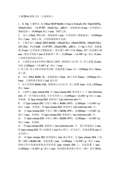 土壤宏基因组DNA提取方法(大量提取)