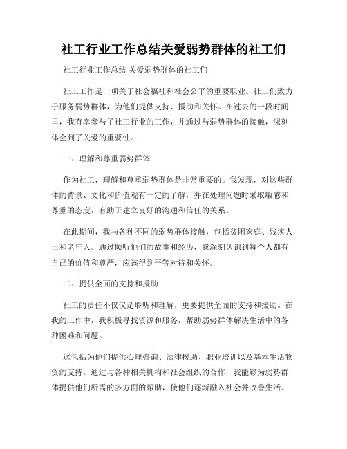 社工行业工作总结关爱弱势群体的社工们