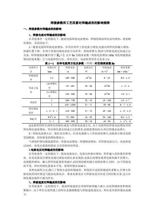 焊接参数和工艺因素对焊缝成形的影响