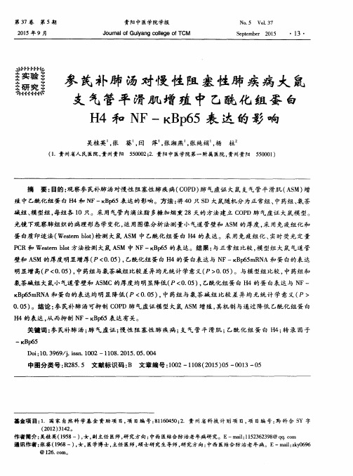 参芪补肺汤对慢性阻塞性肺疾病大鼠支气管平滑肌增殖中乙酰化组蛋