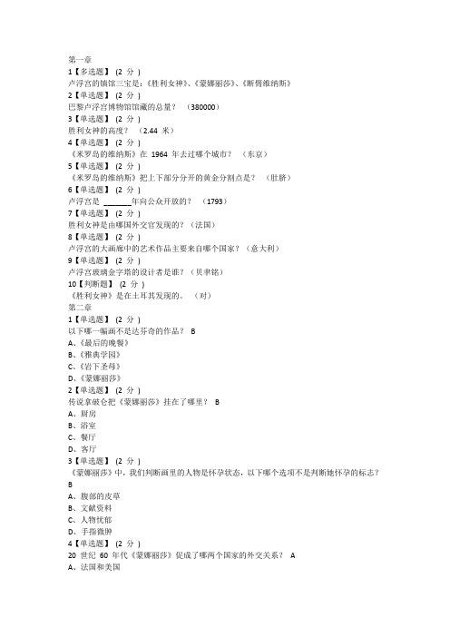 智慧树知到《世界著名博物馆艺术经典》章节测试及见面课答案