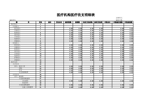 医疗机构医疗收支明细表