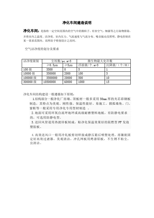 净化车间建设说明