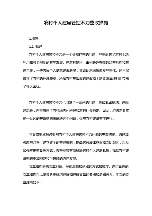 农村个人建房管控不力整改措施