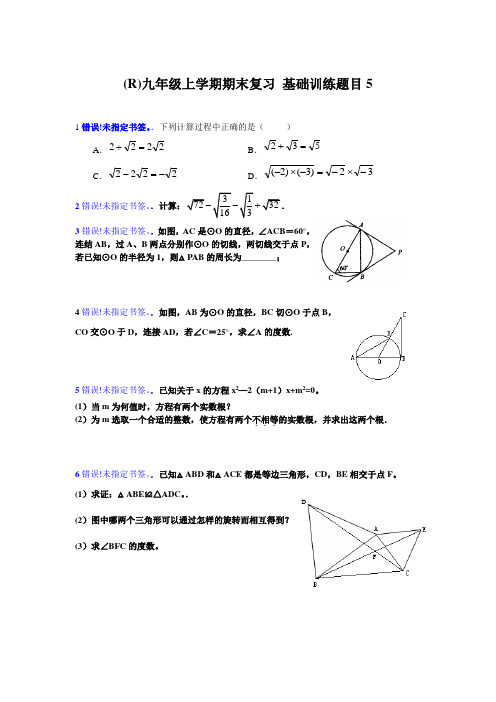 (R)九年级上学期期末复习 基础训练题目5