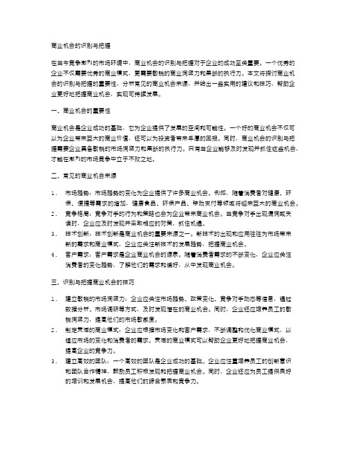 商业机会的识别与把握